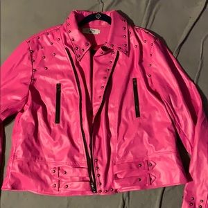 Hot pink faux leather jacket